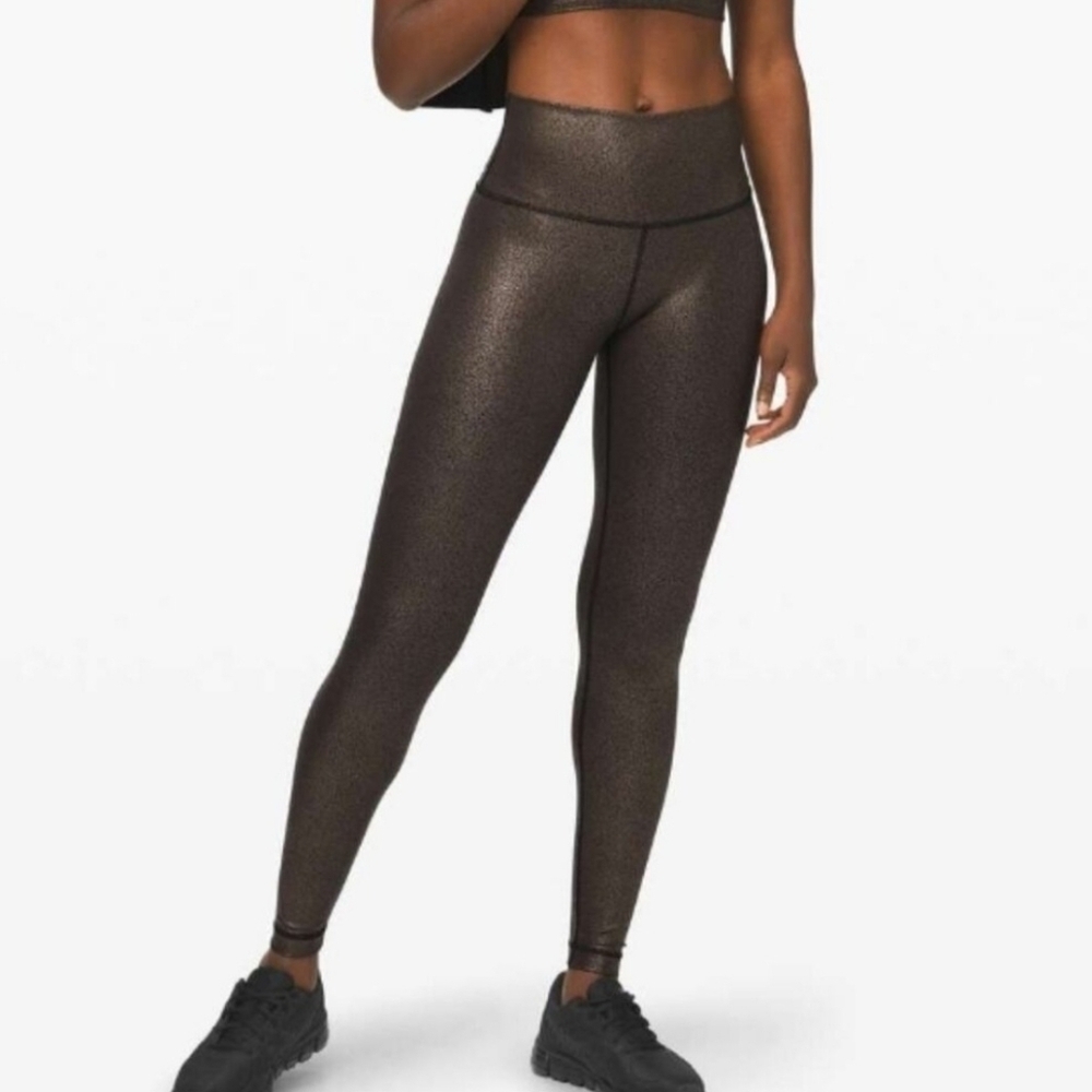 Lululemon Wunder Under High Rise Tight Foil Luminosity Black Copper Gold